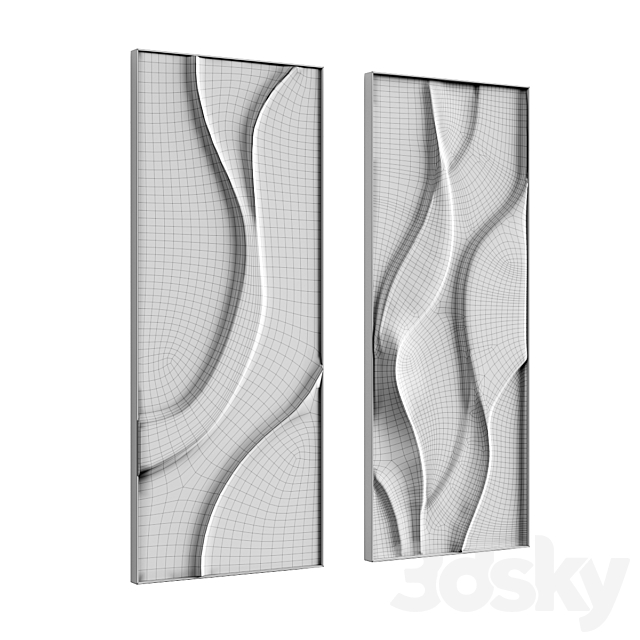 Folded wall art set 02 in three colors 3DS Max Model - thumbnail 7