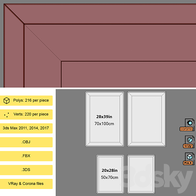 Framed Print P-204 3DSMax File - thumbnail 5