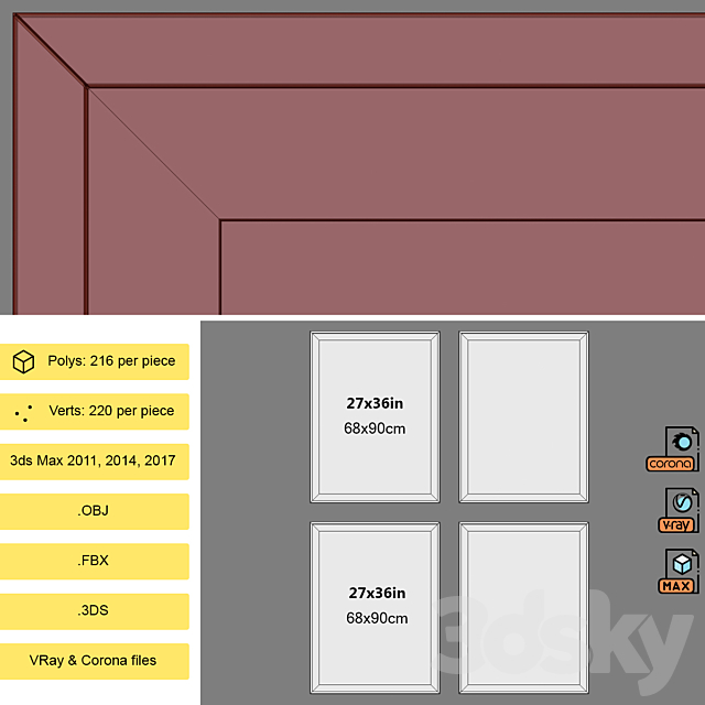 Framed Print P-280 3DSMax File - thumbnail 5