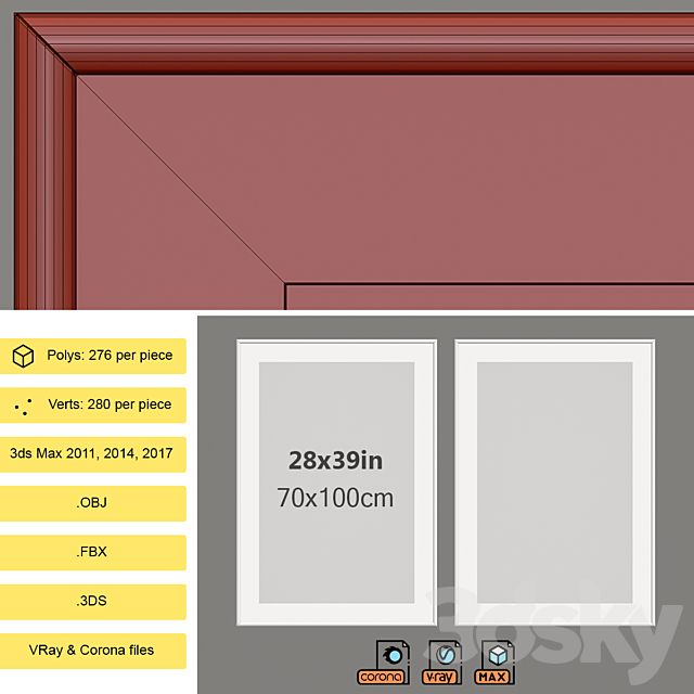 Framed Print P-353 3DS Max Model - thumbnail 5