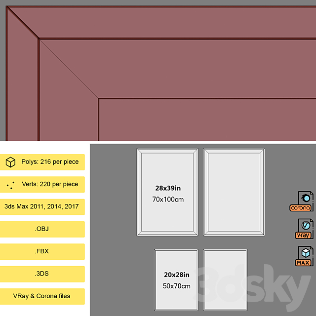 Framed Print P-84 3DSMax File - thumbnail 5