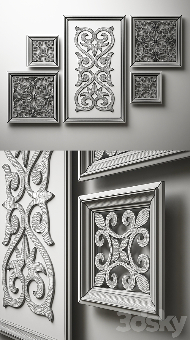 frames with ornaments 3DS Max Model - thumbnail 3