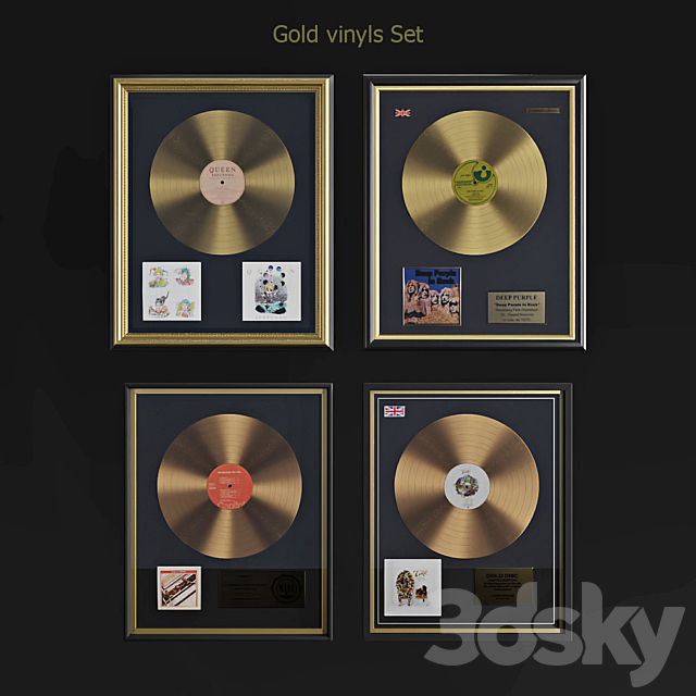 Gold vinyls set 3ds Max - thumbnail 1