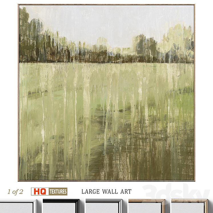 Green Accent Abstract Landscape Large Wall Art C-552 3DS Max Model - thumbnail 1