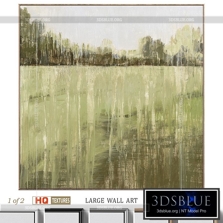 Green Accent Abstract Landscape Large Wall Art C-552 3DS Max - thumbnail 3