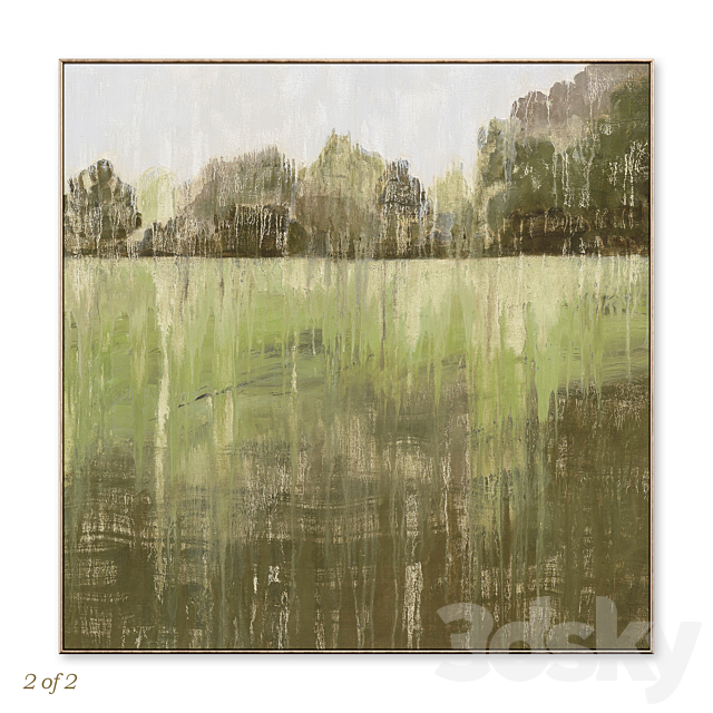 Green Accent Abstract Landscape Large Wall Art C-552 3DS Max Model - thumbnail 2