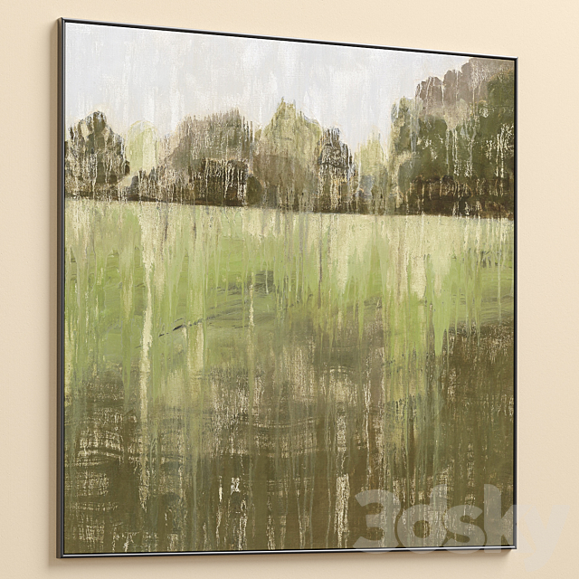 Green Accent Abstract Landscape Large Wall Art C-552 3DS Max Model - thumbnail 5