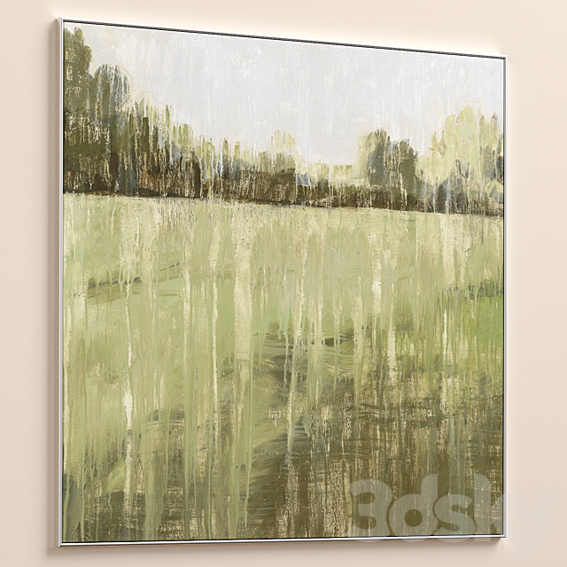 Green Accent Abstract Landscape Large Wall Art C-552 3DS Max Model - thumbnail 6