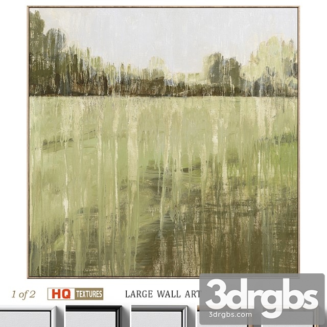 Green accent abstract landscape large wall art c-552 - thumbnail 1