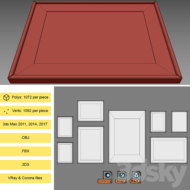 Interior Picture Frames Set-13 3DS Max Model - thumbnail 5