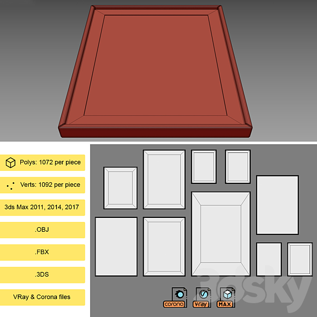 Interior Picture Frames Set-17 3DSMax File - thumbnail 5