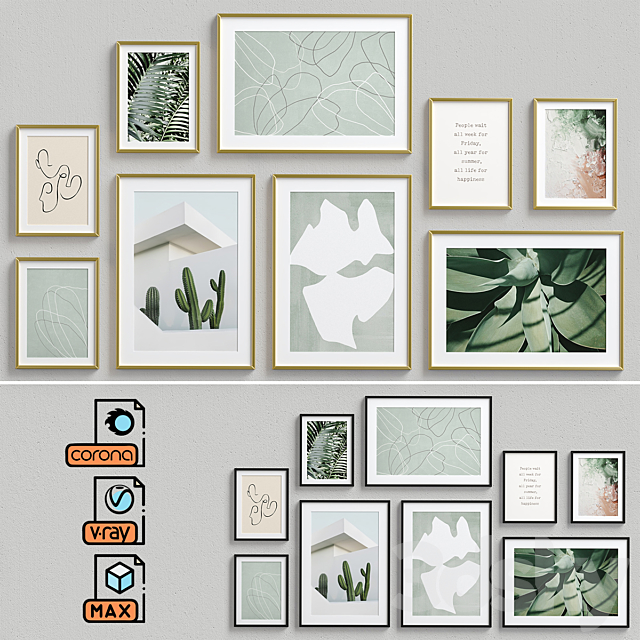 Interior Picture Frames Set-20 3DS Max Model - thumbnail 4