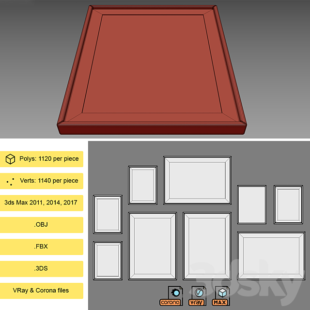 Interior Picture Frames Set-20 3DS Max Model - thumbnail 5