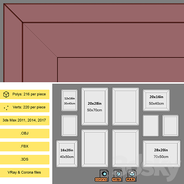 Interior Picture Frames Set-57 3DSMax File - thumbnail 5