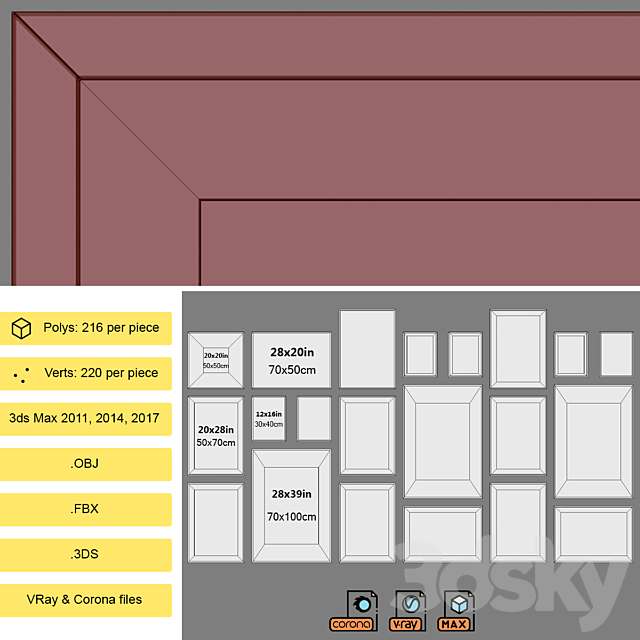 Interior Picture Frames Set-60 3DSMax File - thumbnail 5