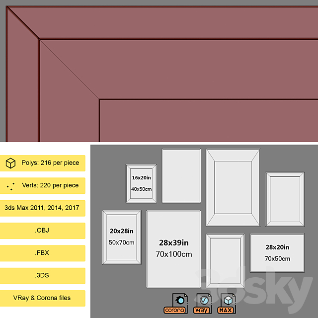 Interior Picture Frames Set-66 3DSMax File - thumbnail 5