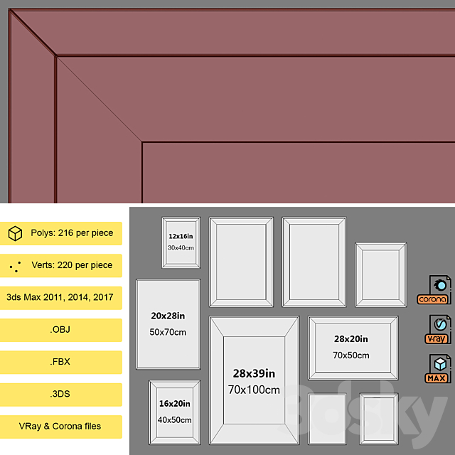 Interior Picture Frames Set-69 3DS Max Model - thumbnail 5