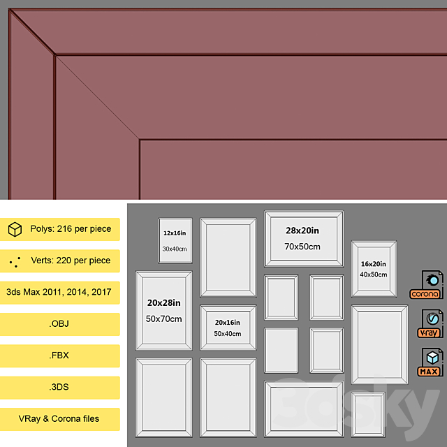 Interior Picture Frames Set-82 3DS Max Model - thumbnail 6