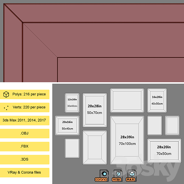 Interior Picture Frames Set-83 3DS Max Model - thumbnail 7