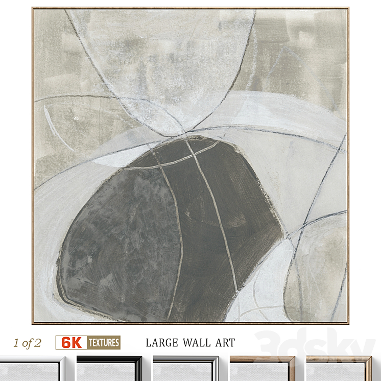 Large Abstract Neutral Textural Wall Art C-797 3DS Max Model - thumbnail 1