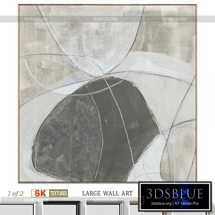 Large Abstract Neutral Textural Wall Art C-797 3DS Max - thumbnail 3