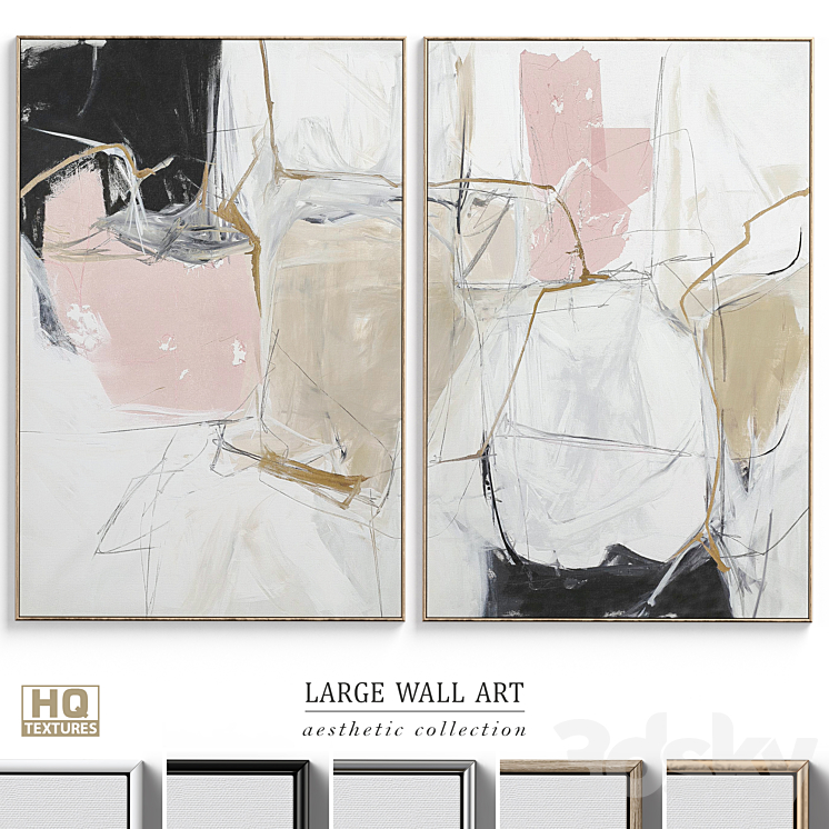 Large Abstract Neutral Wall Art C-378 3DS Max Model - thumbnail 1