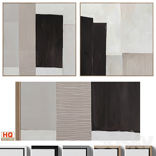 Large Abstract Neutral Wall Art C-440 3ds Max - thumbnail 1