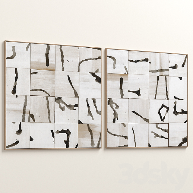 Large Abstract Neutral Wall Art C-921 3DS Max Model - thumbnail 3