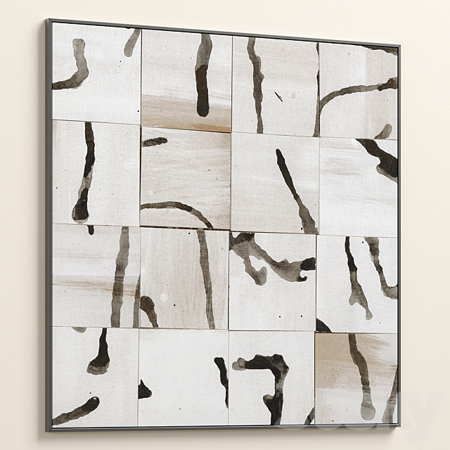 Large Abstract Neutral Wall Art C-921 3DS Max Model - thumbnail 5