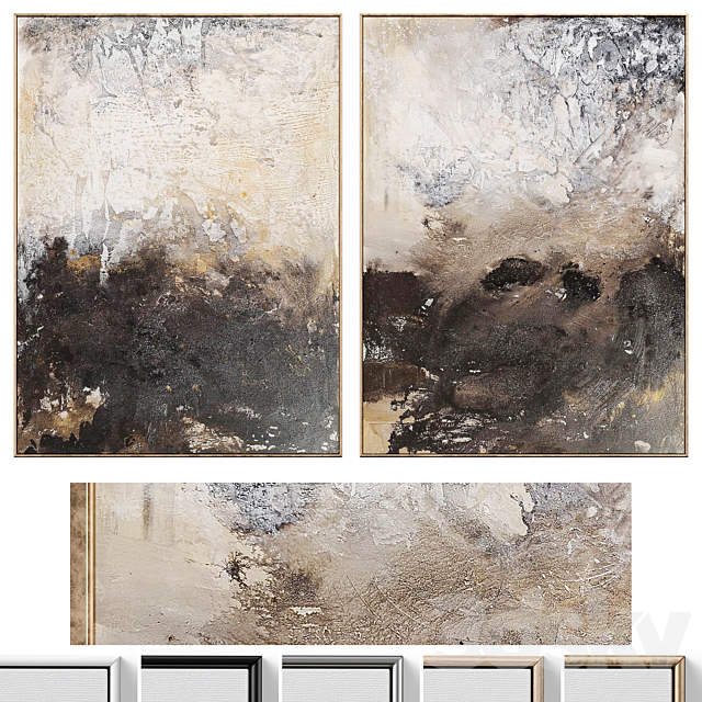 Large Brown Abstract Textured Wall Art C-675 3ds Max - thumbnail 1