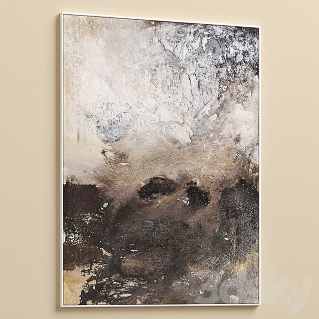 Large Brown Abstract Textured Wall Art C-675 3ds Max - thumbnail 3