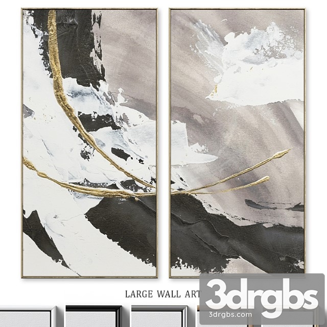 Large glam accent textural abstract wall art c-496 3dsmax Download - thumbnail 1