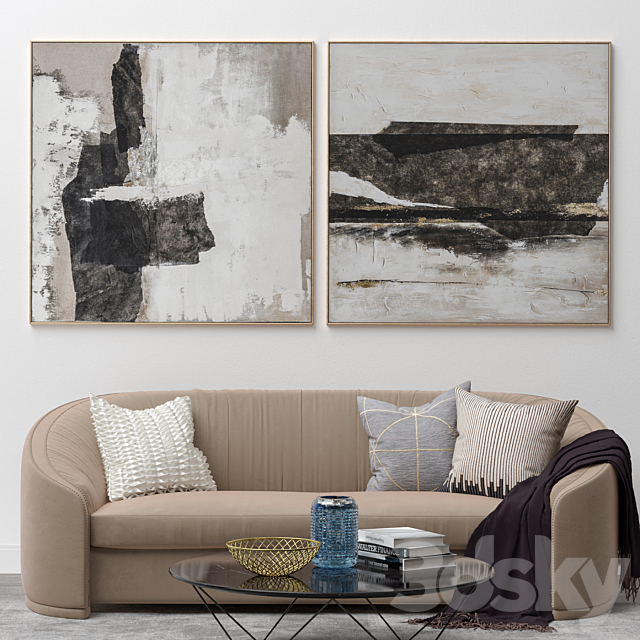 Large Living Room Abstract Wall Art C-352 3DS Max Model - thumbnail 3