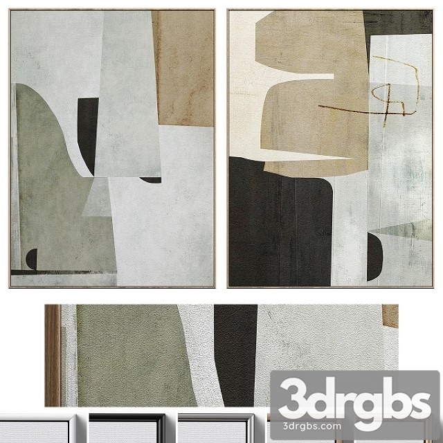 Large Mid Century Abstract Neutral Wall Art C 410 3dsmax Download - thumbnail 1