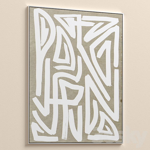 Large Mid-Century Abstract Neutral Wall Art C-446 3DSMax File - thumbnail 4