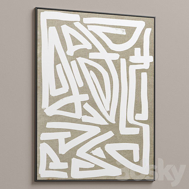 Large Mid-Century Abstract Neutral Wall Art C-446 3DSMax File - thumbnail 5