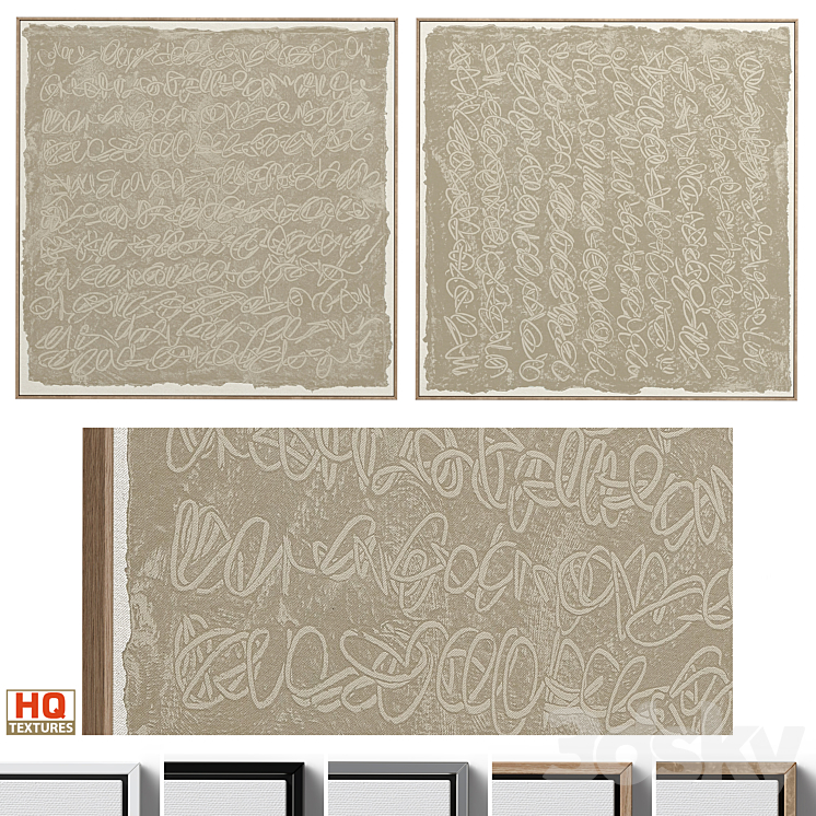 Large Textural Abstract Neutral Wall Art C-401 3DS Max Model - thumbnail 3