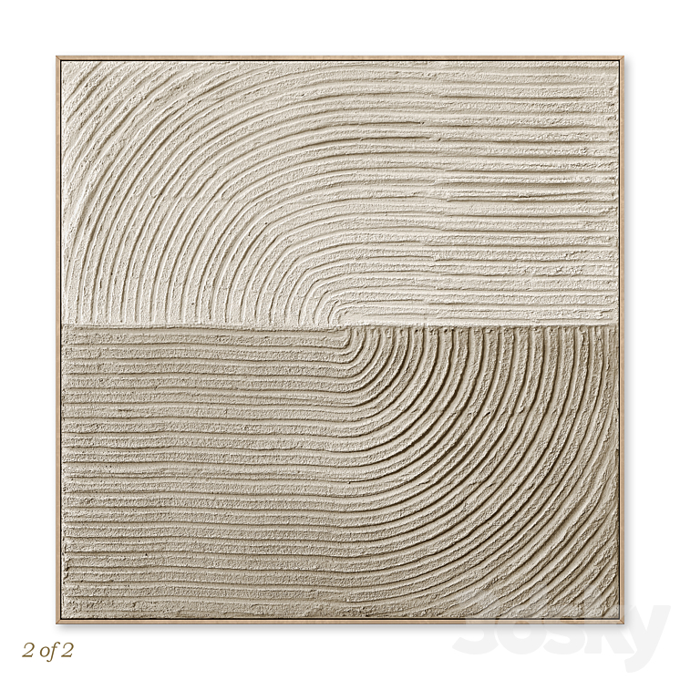 Large Wabi-Sabi Relief Plaster Wall Art C-909 3DS Max Model - thumbnail 2