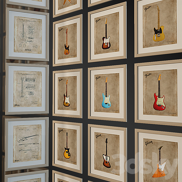 Mark Rogan – Classic Guitars. Poster. 3DS Max Model - thumbnail 2