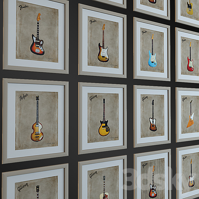 Mark Rogan – Classic Guitars. Poster. 3DS Max Model - thumbnail 3