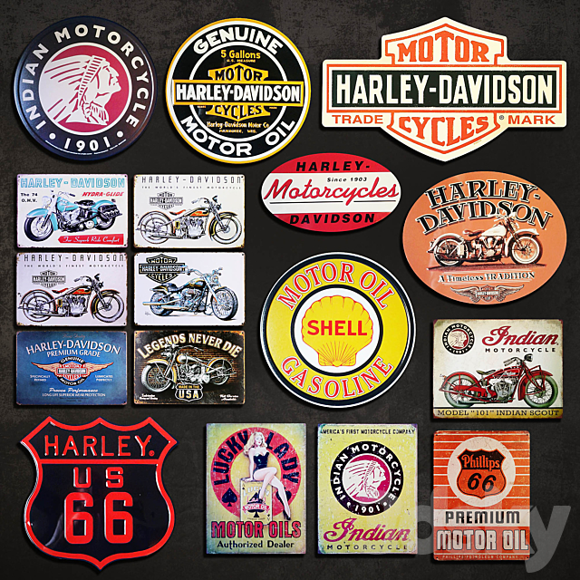 Metal Signs №10. Motorcycles 3ds Max - thumbnail 1