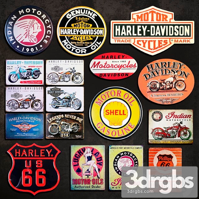 Metal signs №10. motorcycles 3dsmax Download - thumbnail 1