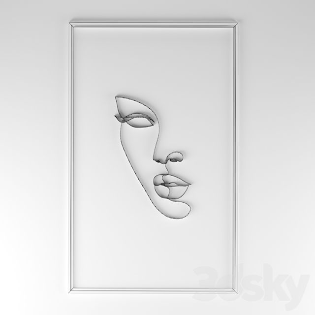 Metal wall panel woman face 3DS Max Model - thumbnail 3