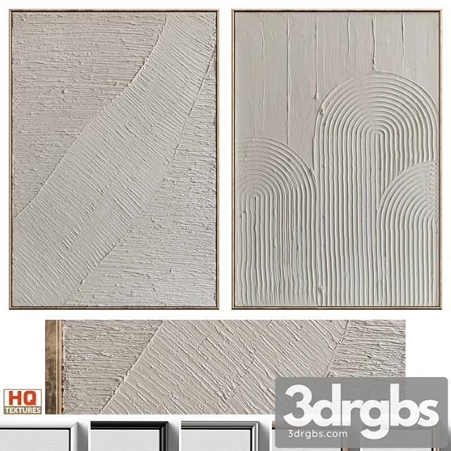 Mid-century beige textural plaster wall art c-460 - thumbnail 1