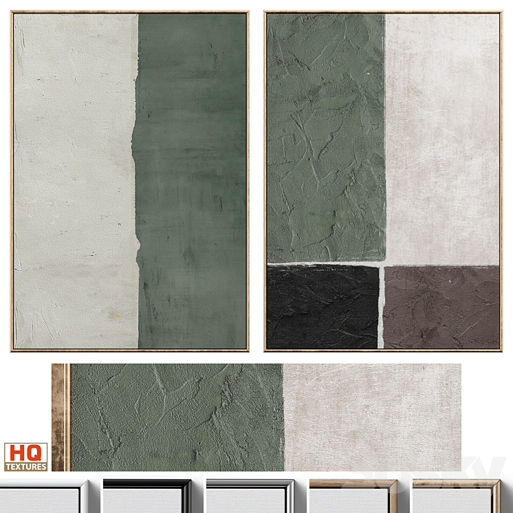 Mid-Century Plaster Textured Wall Art C-597 3DS Max Model - thumbnail 1