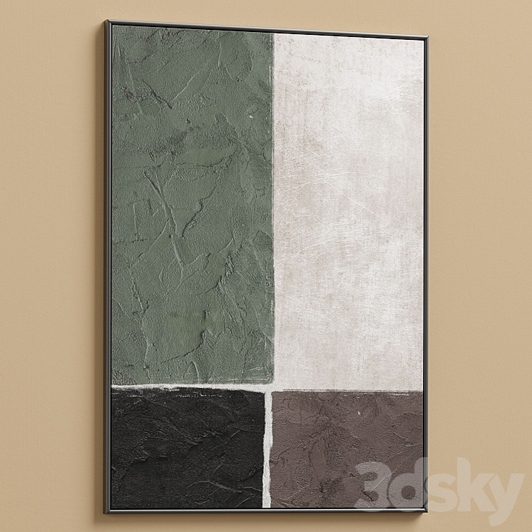 Mid-Century Plaster Textured Wall Art C-597 3DS Max Model - thumbnail 2