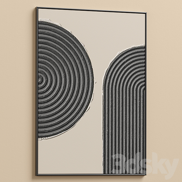 Mid-Century Relief Plaster Wall Art C-595 3ds Max - thumbnail 2