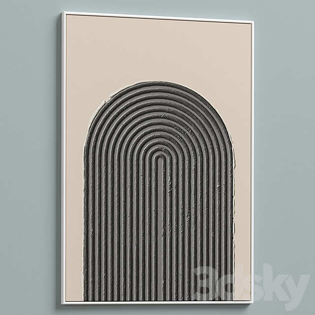 Mid-Century Relief Plaster Wall Art C-595 3ds Max - thumbnail 3