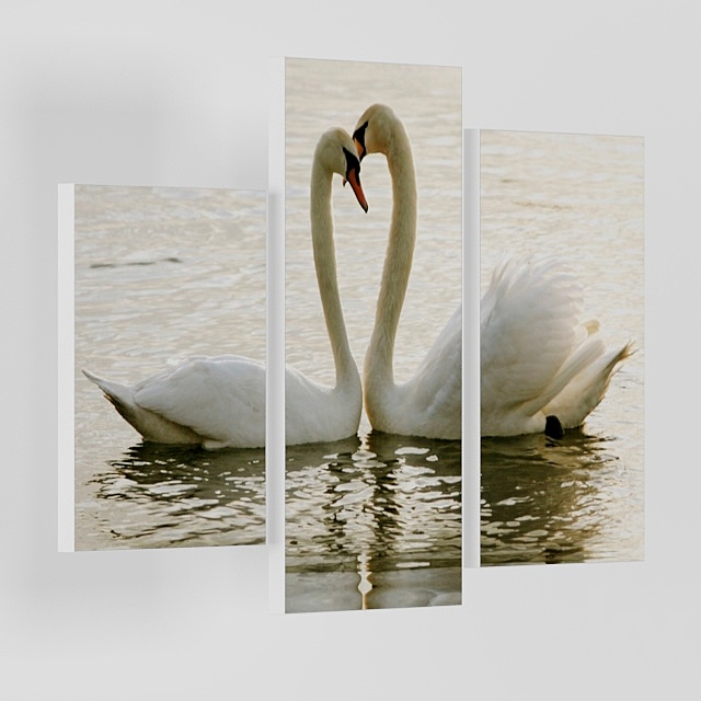 Modular painting on canvas “A pair of swans”. 3DS Max Model - thumbnail 2