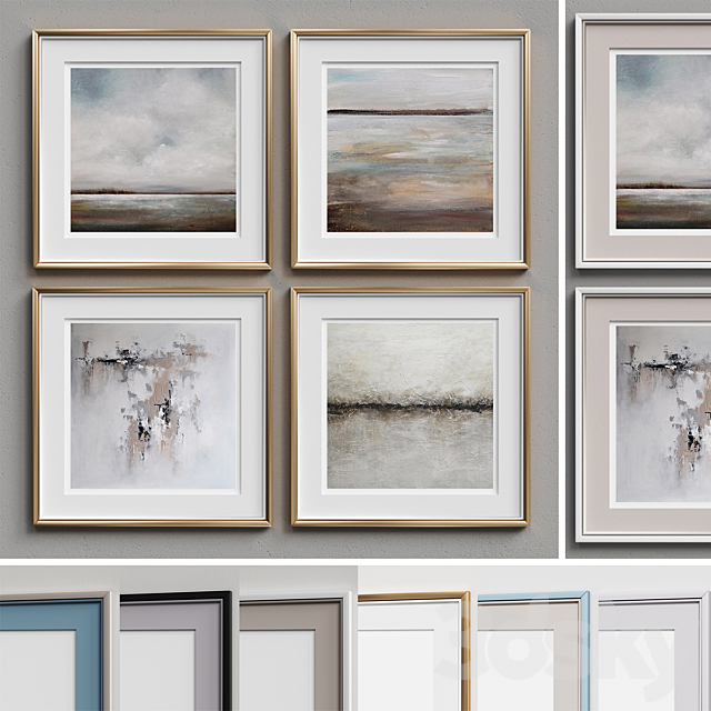 Nice Picture Frames Set 217 3ds Max - thumbnail 1